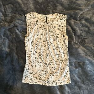 Calvin Klein White and Green Floral Blouse